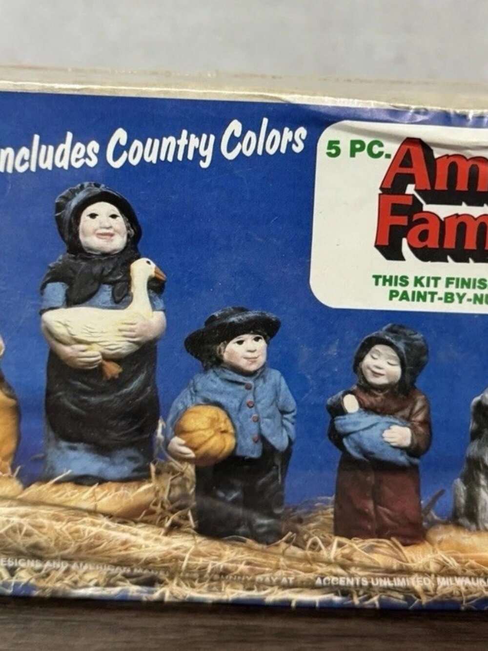 Vintage Wee Crafts Amish Family Paint By Number NOS Sealed Craft Kit 5 Pc Rare